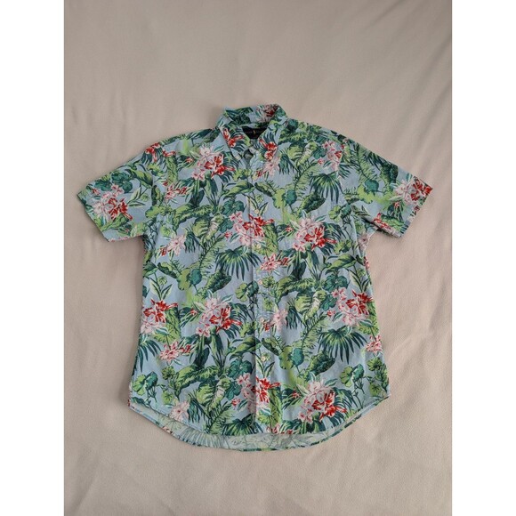 Ralph Lauren Button Down Hawaiian Shirt Men's XL Slim Floral Cotton Short Sleeve - Picture 1 of 6